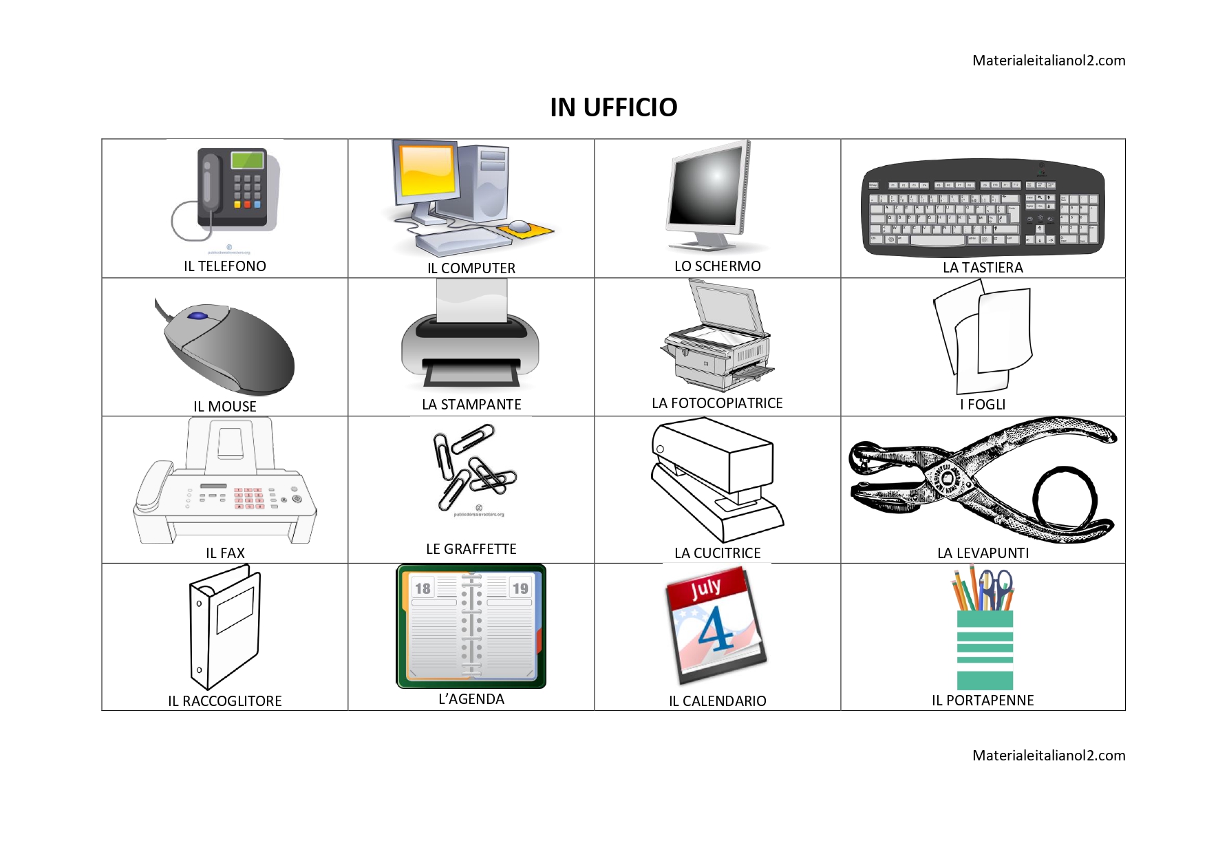 Lessico Materiale Italiano L2 Lessico Materiale Italiano L2